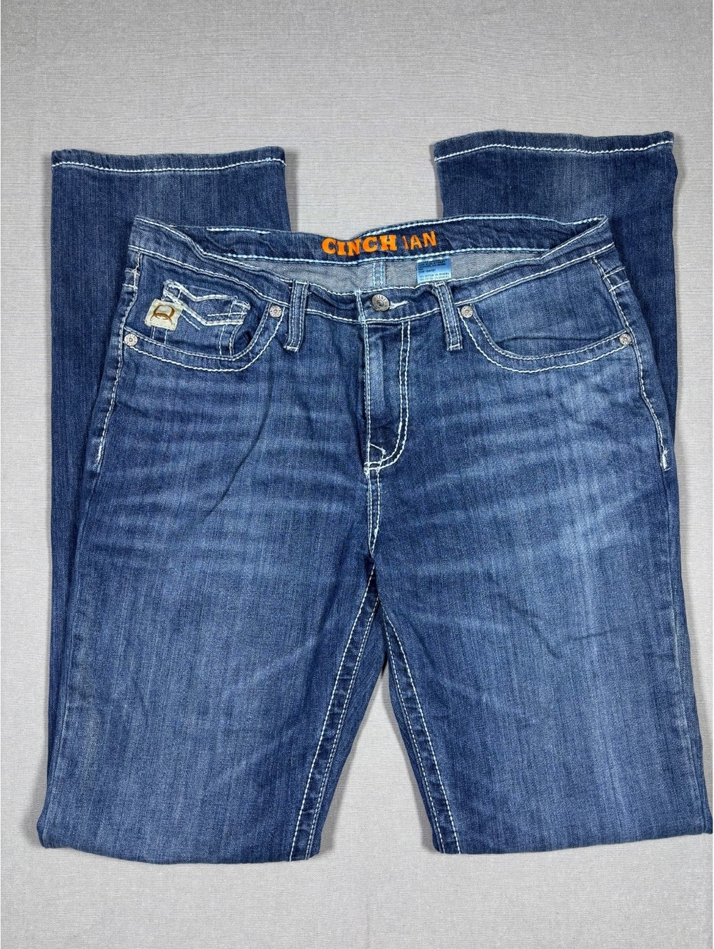 Cinch Ian Mens Slim Fit Bootcut Jeans Medium Wash Stretch Denim Size 34x36